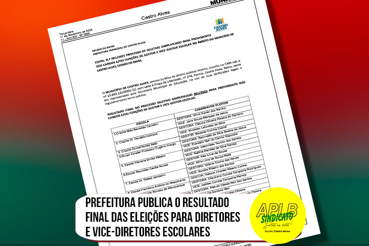 Prefeitura publica o resultado final das eleições para diretores e vice-diretores escolares