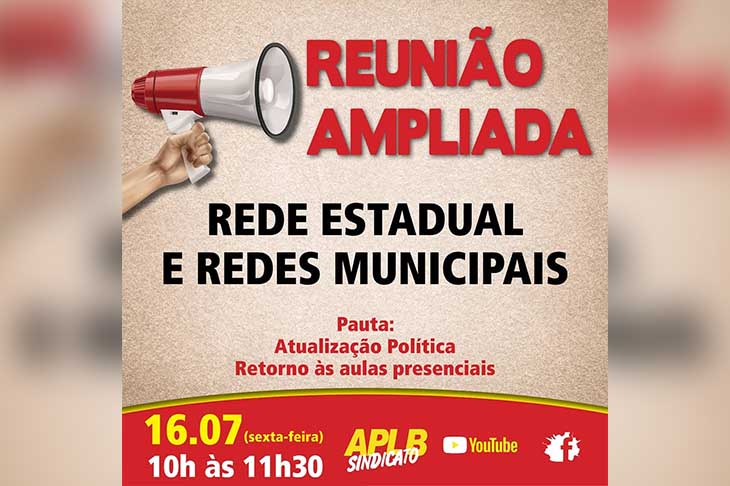 APLB convoca categoria para Reunião Ampliada sobre retorno às aulas presenciais