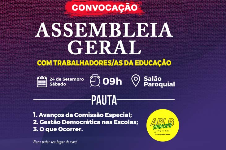 Sindicato convoca categoria para Assembleia Geral